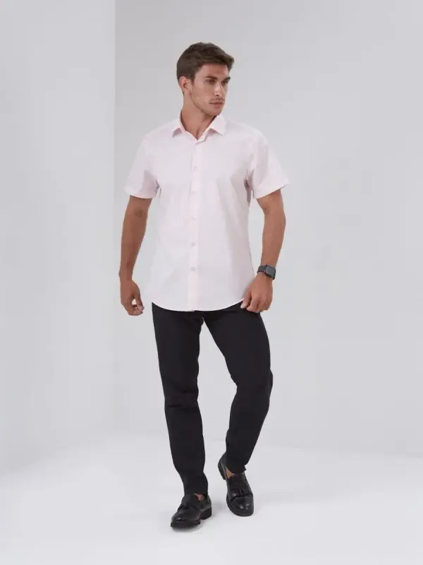 Рубашка приталенная SLIM FIT с коротким рукавом, бледно-розовая