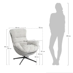 Кресло HUG серый в полоску, экокожа, шенилл