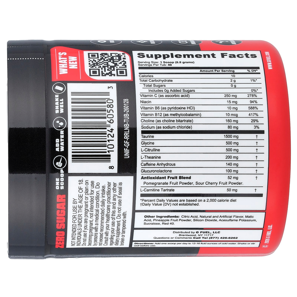 G FUEL, Energy Formula, красная брусника, 272 г (9,6 унции)