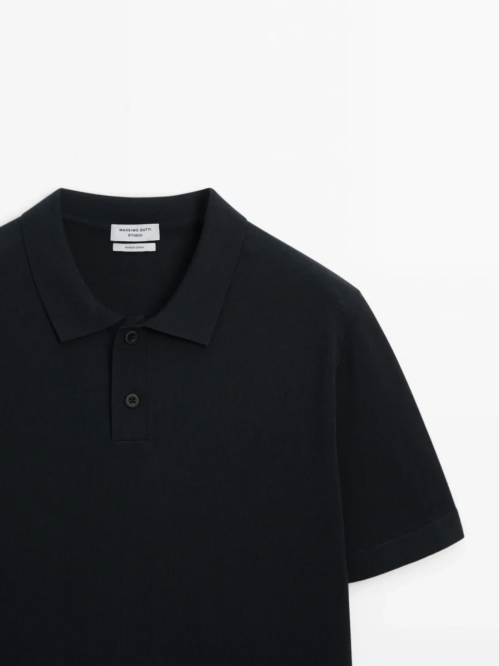 Massimo Dutti Футболка-поло с короткими рукавами, темно-синий