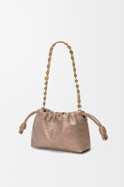 Loewe Мини-сумка Flamenco из перламутровой кожи страуса, цвет слоновой кости