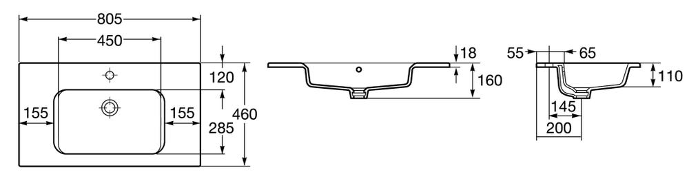 Раковина Roca The Gap 80x46 3279A4000