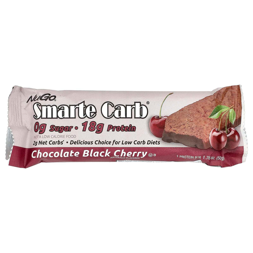 NuGo Nutrition, Протеиновый батончик Smarte Carb®, шоколад с черной вишней, 12 батончиков, 50 г (1,76 унции)