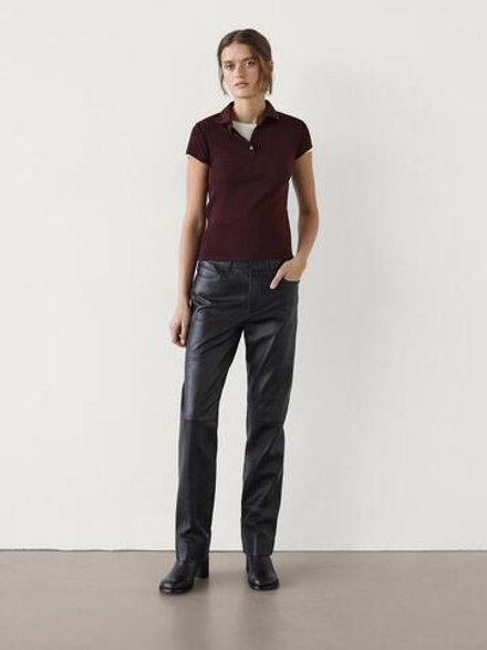 Massimo Dutti Футболка-поло, бургундский
