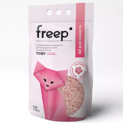 Наполнитель Freep тофу для кошачьего туалета, Персик, 10 л