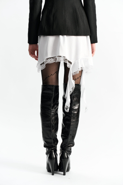 Юбка-мини с кружевом и воланом 1277 молоко