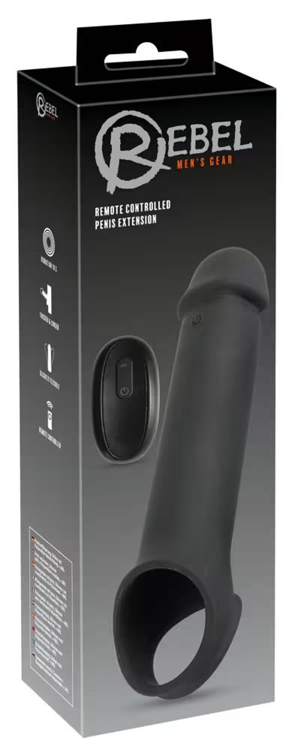 Черная вибронасадка для пениса с хомутом для мошонки и пультом ДУ Remote Controlled Penis Extension