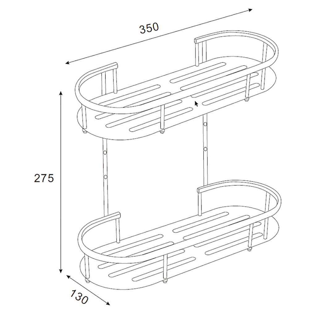 AZ-837-2 Полка двухэтажная Azario, хром (AZ-837-2)