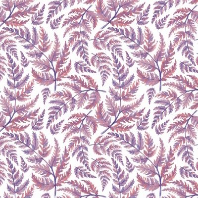 Папоротник Акварель Фиолетовый Узор