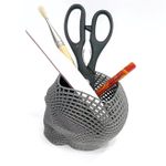 Подставка для карандашей, конфетница, Череп-сетка, серебристая