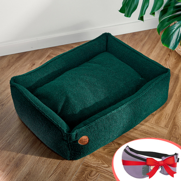 Лежанка из кучерявого микровелюра, изумрудный (+ ПОДАРОК) Rachel WOW