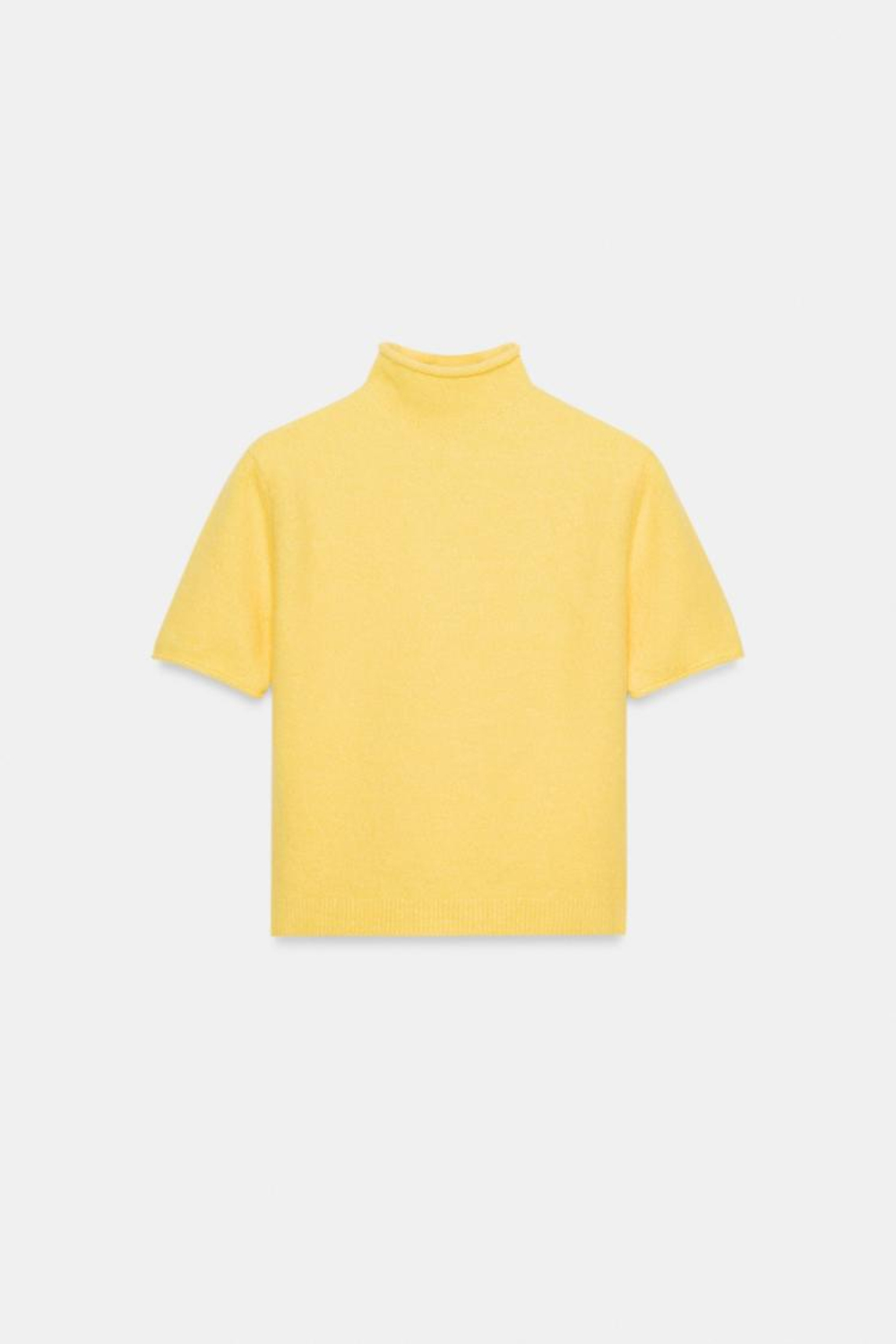 ZARA МЯГКИЙ СВИТЕР С КОРОТКИМИ РУКАВАМИ, ЖЕЛТЫЙ