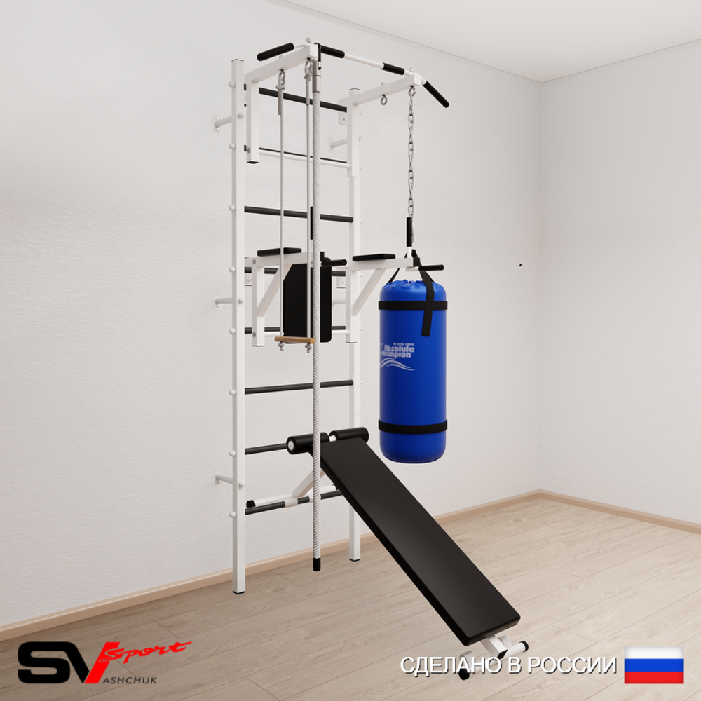 Шведская стенка Sv Sport 5863 (Турник стандарт/Брусья/Скамья/Канат/Трапеция/Цепь/Мешок 30кг)