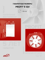 Вентилятор канальный PROFIT D125 осевой двигатель 12В ERA