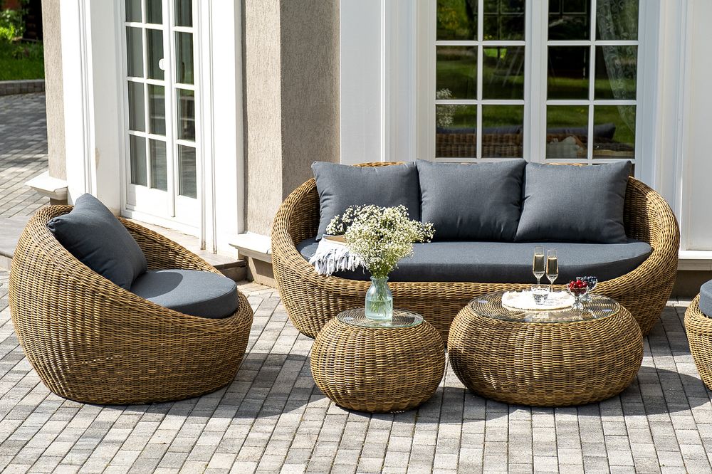 "Барселона" лаунж-зона из искусственного ротанга, цвет соломенный