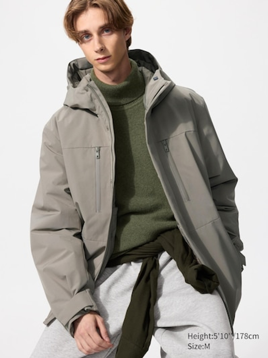 UNIQLO Гибридная парка из переработанного пуха, бежевый