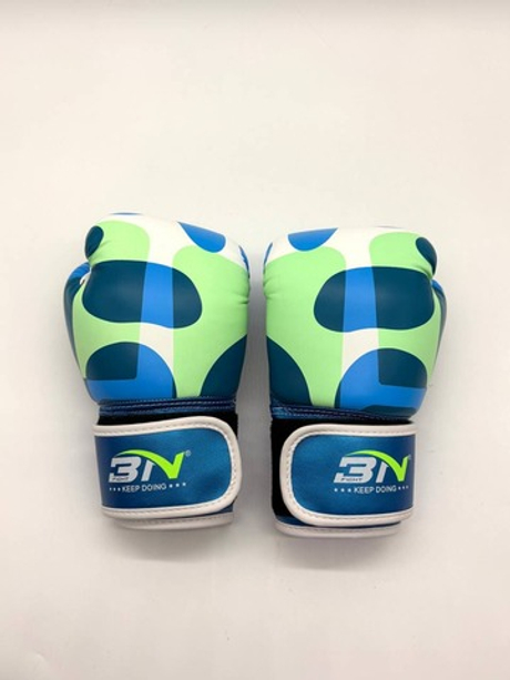 Перчатки для бокса BN белый\синий\зеленый