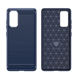 Темно синий защитный чехол в стиле карбон на Samsung Galaxy S20 FE (Fan Edition), серия Carbon от Caseport