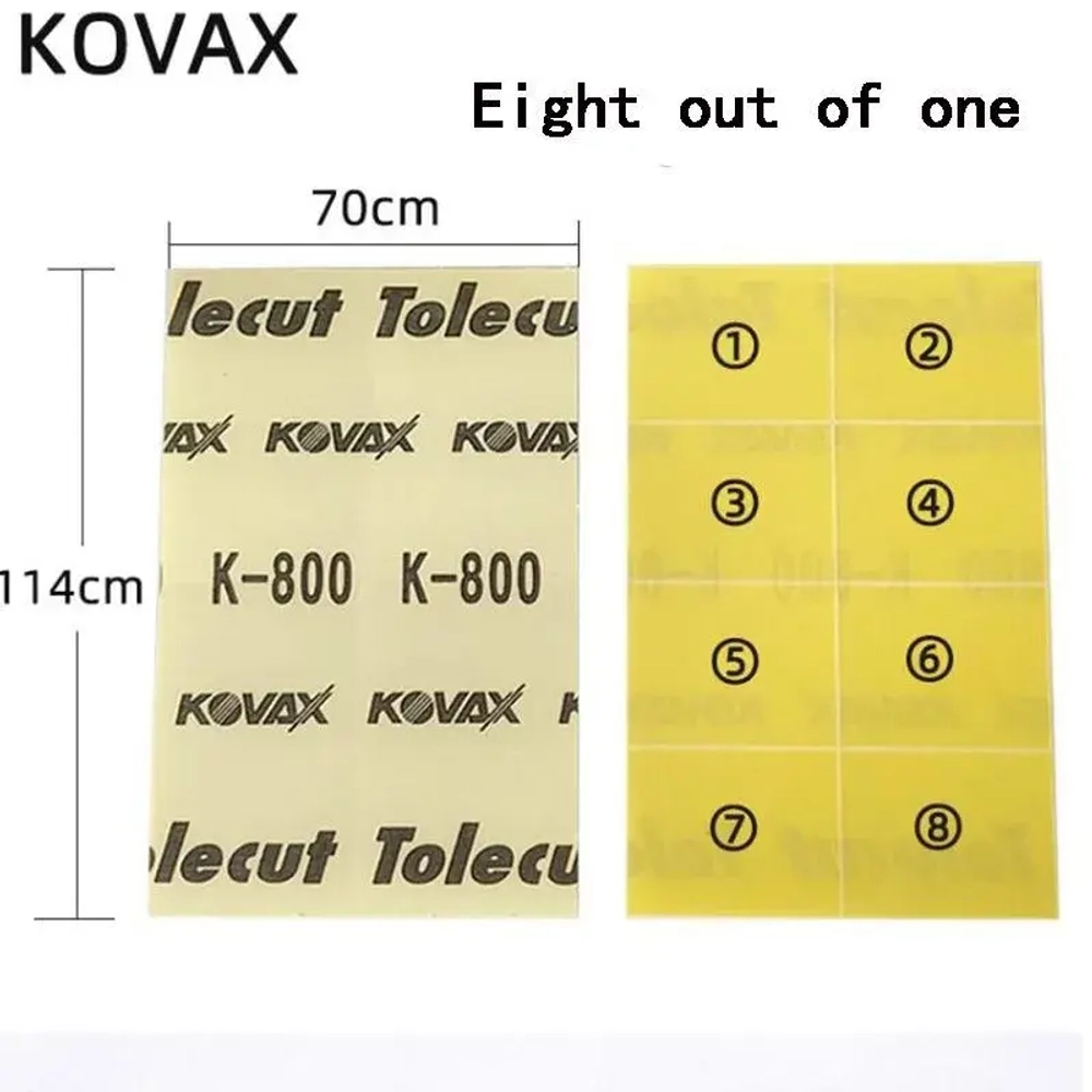 Абразивный лист KOVAX Tolecut клейкий (29х35 мм. х 8 шт.) 4 видов от K800 до K2000 по 4 листа каждого + шлифблок Toleblock S