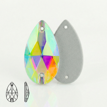Стразы пришивные из стекла, цвет Crystal AB, форма Teardrop / Pear