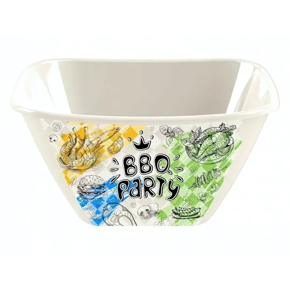 Миска квадратная 2л с декором (светло-бежевый)