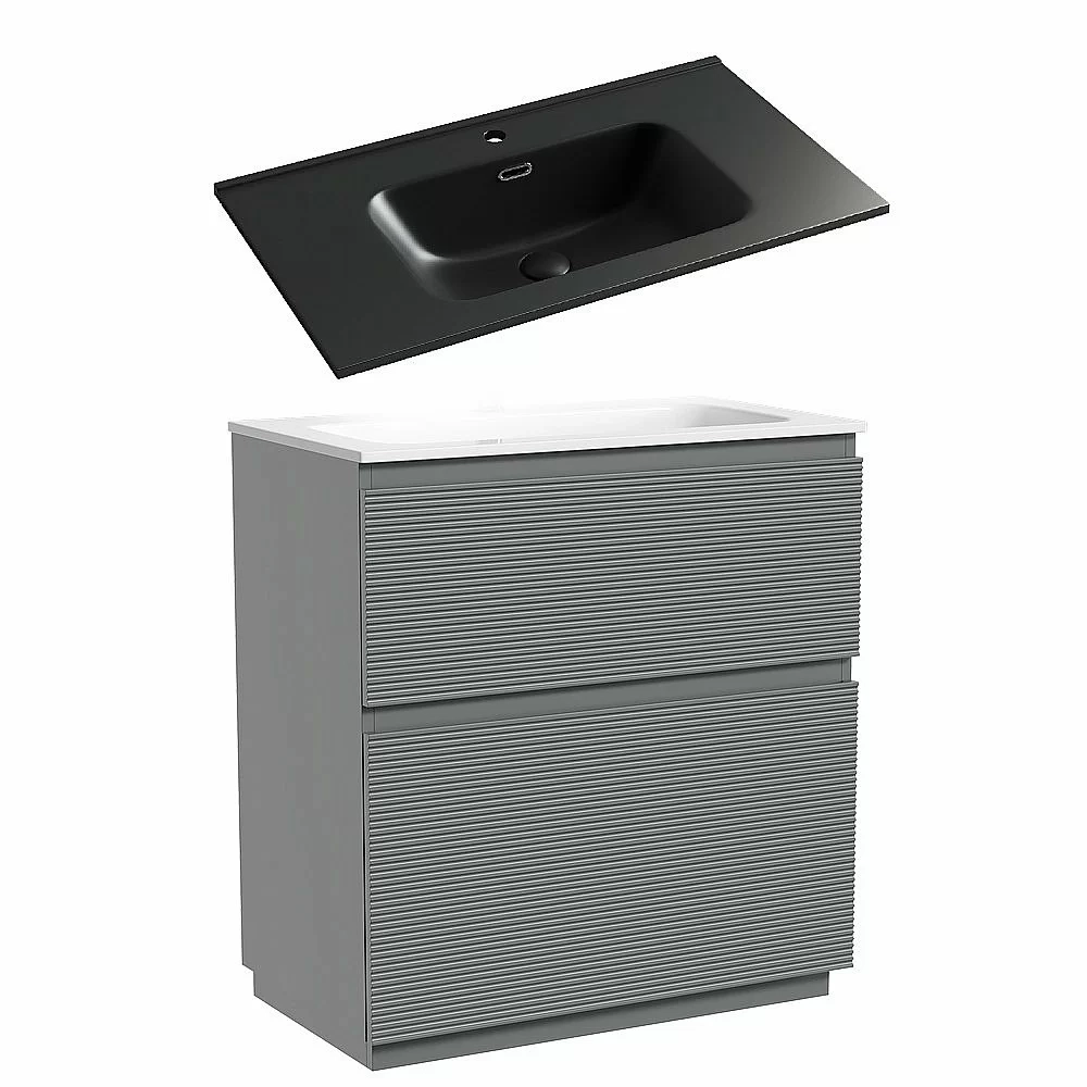 Тумба с раковиной Sancos FOLK Floor FL80FES/CN7005MB 80 Ergraut soft