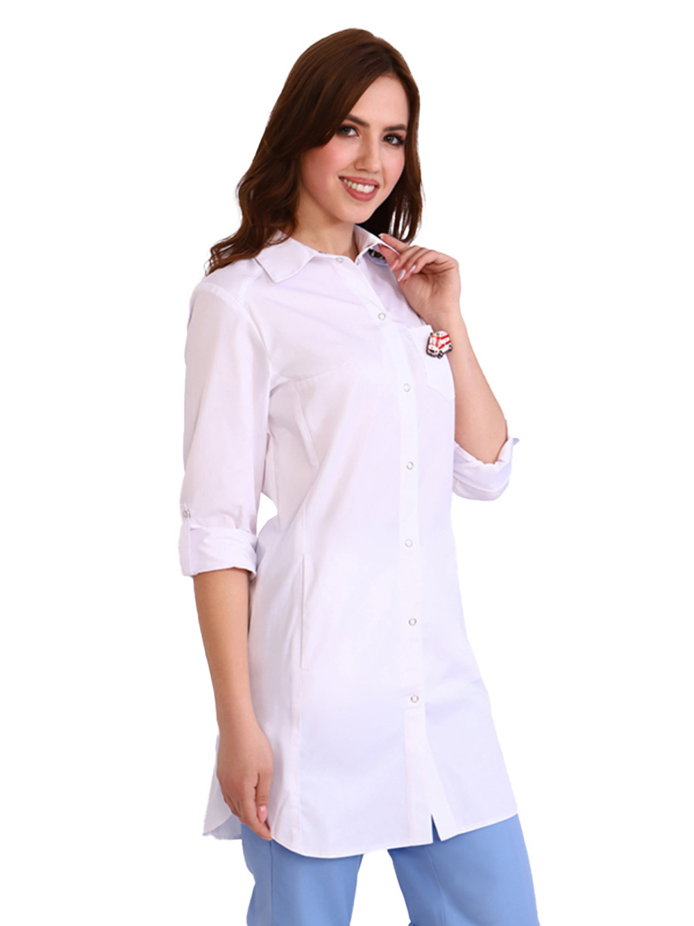 Халат медицинский женский Doctor Big 256, длинный рукав, белый, 50