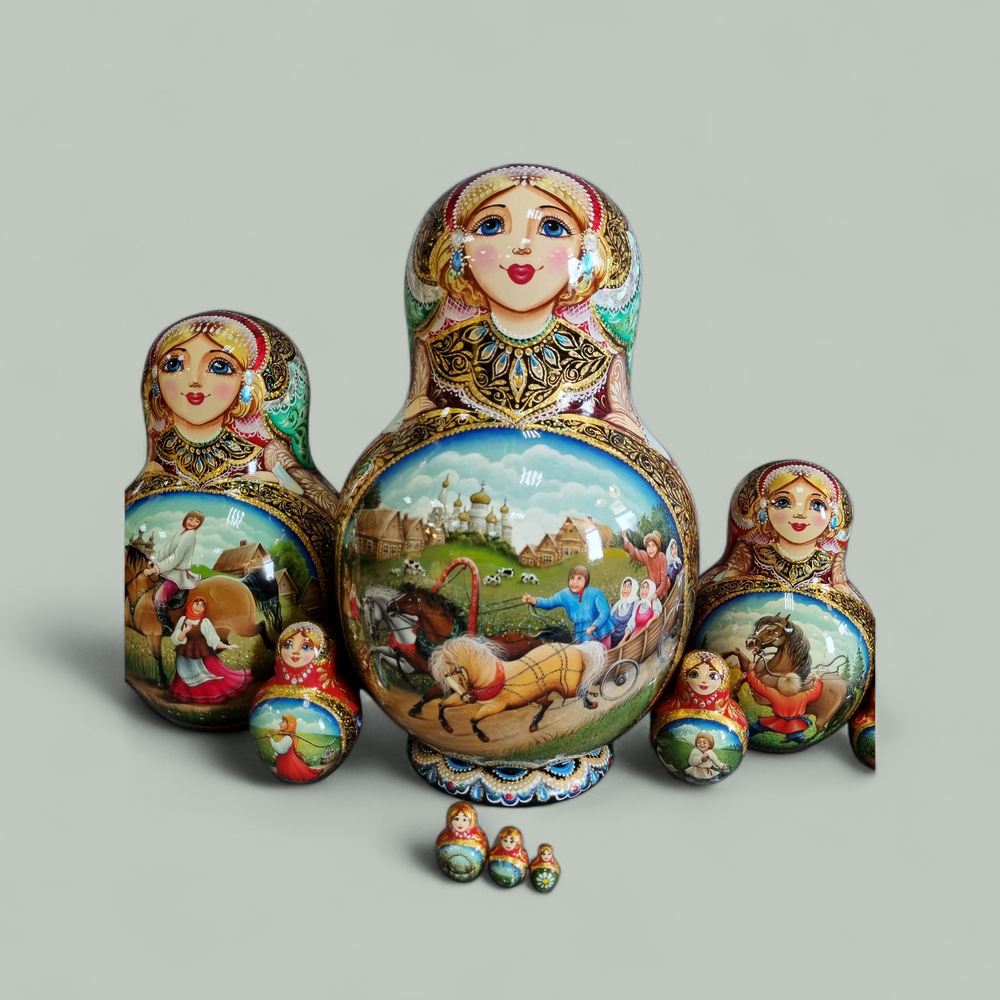 Матрешка "Лето в деревне" Русские мотивы 15мест