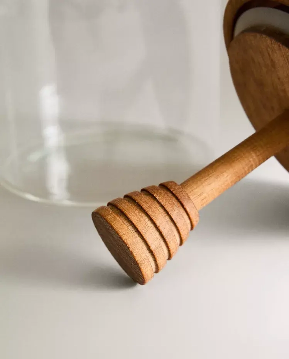 ZARA HOME БАНКА ИЗ ТЕРМОСТОЙКОГО СТЕКЛА И ДЕРЕВА ДЛЯ МЕДА, СВЕТЛО-БЕЖЕВЫЙ