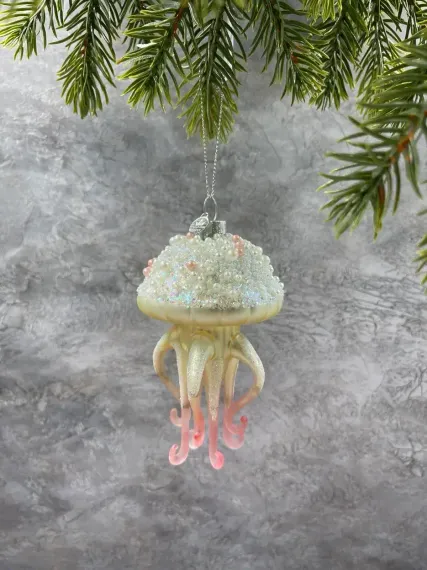Елочное стеклянное украшение Медуза голубая 10 см., Christmas DeLuxe (87903)
