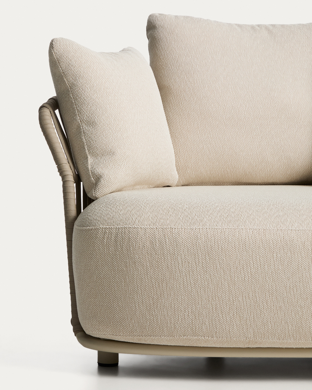 Двухместный модуль уличного дивана Osani из алюминия экрю и веревки цвета таупе 170 см