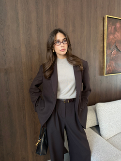 Брюки из вискозы на заниженной талии коричневые