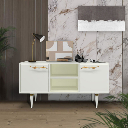 Тумба под ТВ Арт Колор matte 117см Классик Сильвер Белый опал матовый