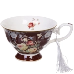 Чайная пара керамическая «Грация» (кружка 220мл+блюдце) в подарочной коробке, коричневая