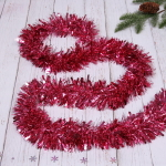 Мишура 2 м 9 см «Праздничное настроение», Малиновый