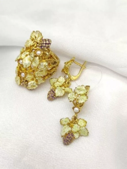 Ювелирные серьги серебро с фианитами и эмалью