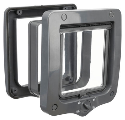 Дверца Trixie 4-Way, для кошек и небольших собак, серая, пластик, 20x22 см