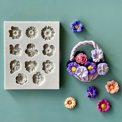 Молд силиконовый для лепки и творчества "Цветочки" 9 * 11 см