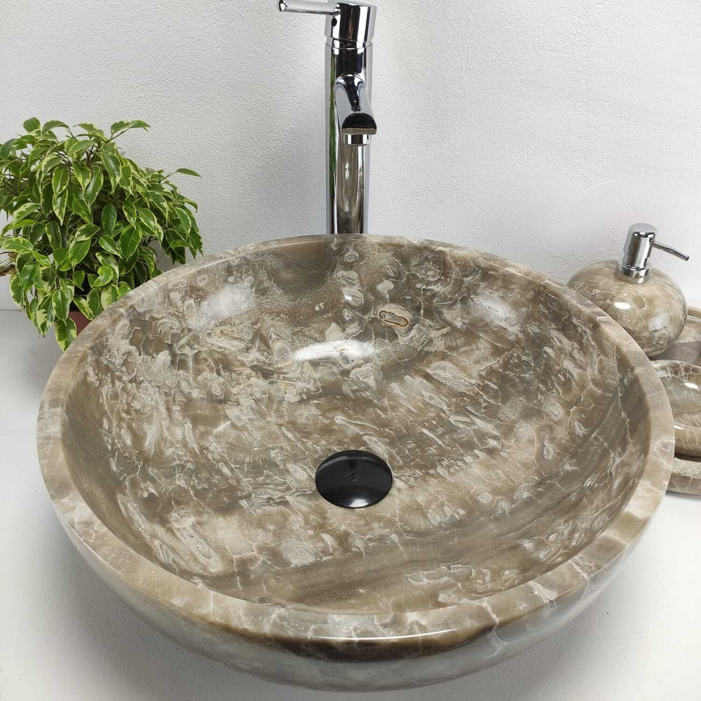 Раковина из оникса Bowl Grey Medium TinLip BO-61039 45*45*15