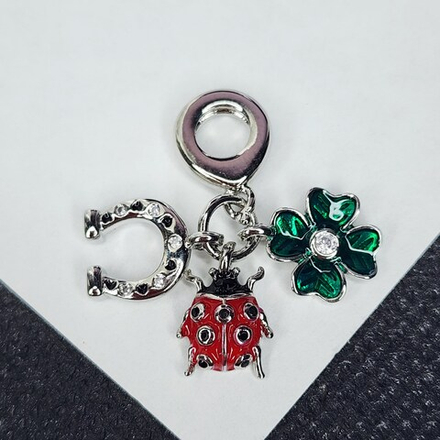Подвеска "на удачу", бейл, родий, цветная эмаль, р-р 10мм, люкс фурнитура, штучно