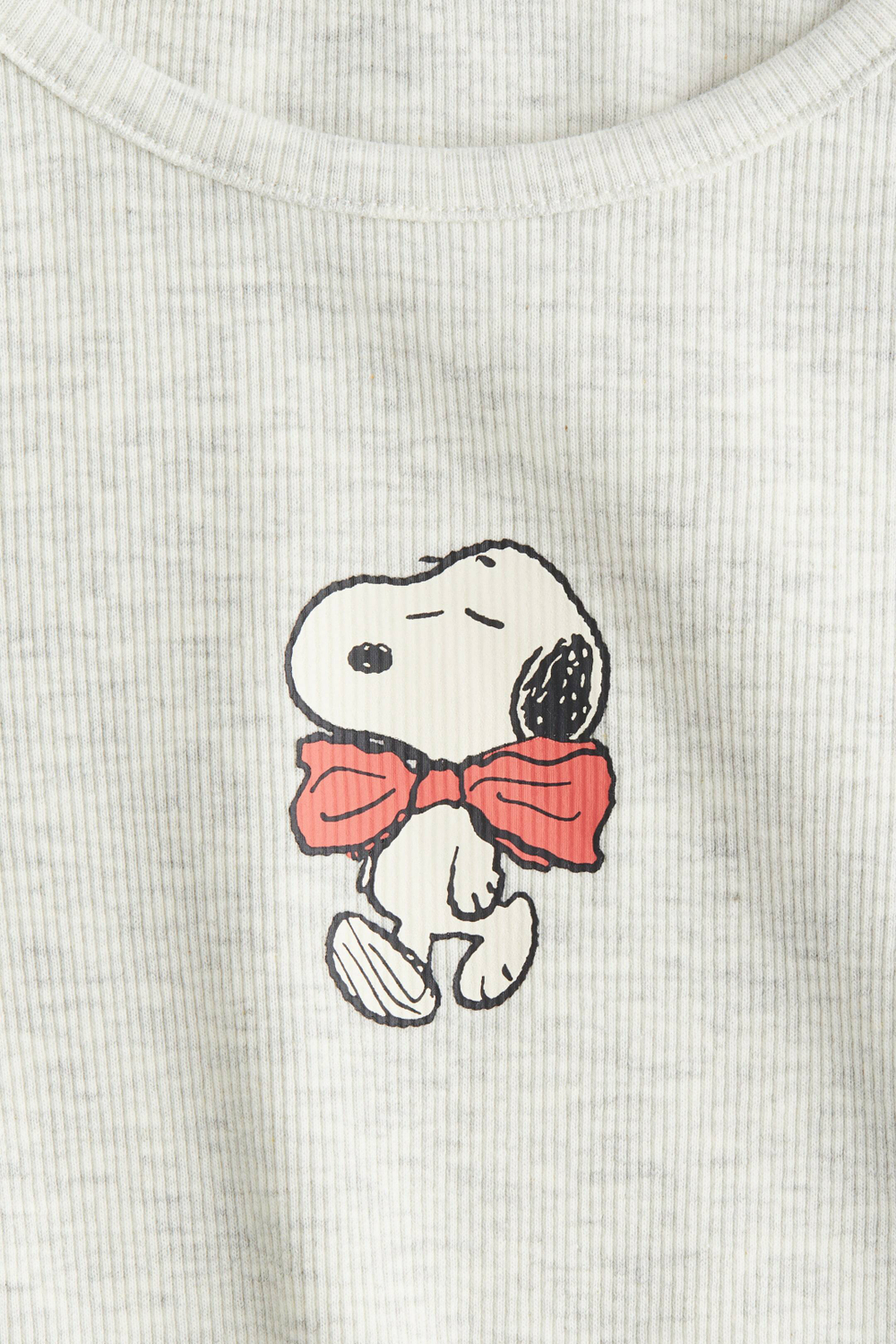 H&M Лонгслив из хлопка с принтом, светло-серый меланж