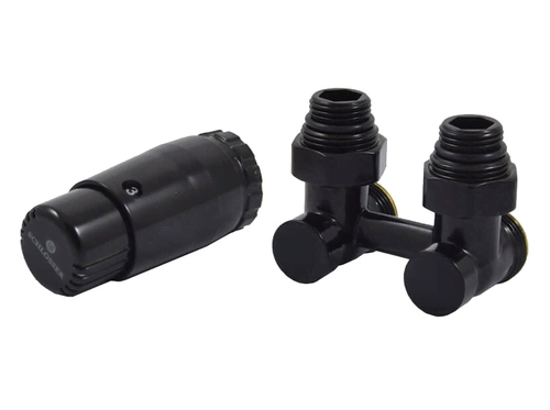 Комплект узла нижнего подкл SCHLOSSER угловой STANDARD 3/4quot; (Ral 9005) с термогол. М30х1,5, ниппеля 1/2quot;Х3/4quot;