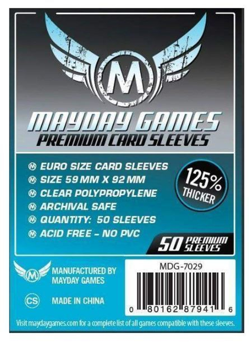 Протекторы для настольных игр Mayday Premium Euro Card (59x92) - 50 штук