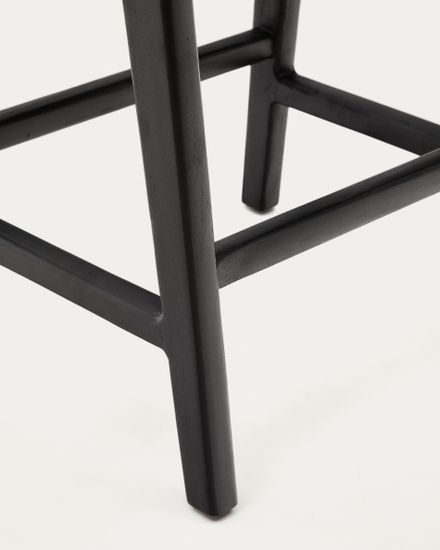 Табурет Calixta из кожи и красного дерева с черной отделкой