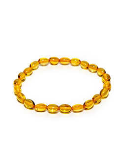 Браслет из янтаря натурального, бусины 8-9 мм "мятый шар"