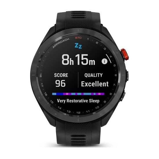 Умные часы Garmin Approach S70 (47 мм) Черный керамический безель с черным силиконовым ремешком