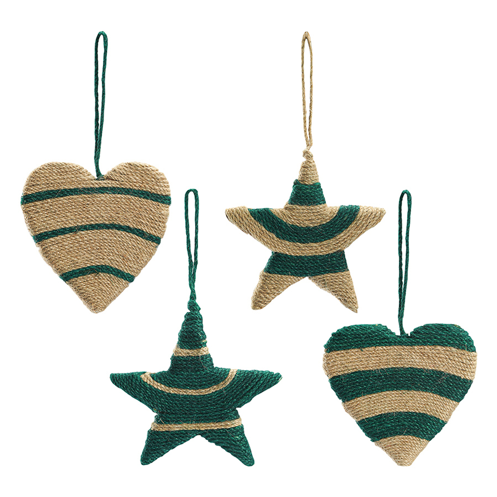 Набор елочных украшений trendy stripes из джута и гофрированного картона из коллекции new year essential, 4 шт.