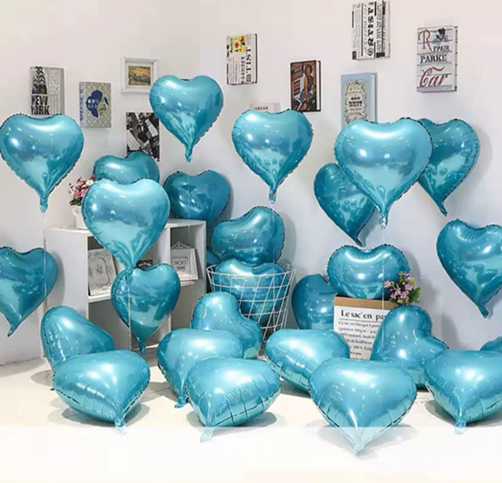 Фольгированный шарик без арт "В виде голубого сердца" (159)10