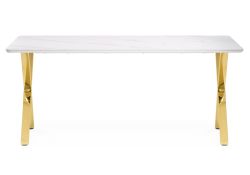 Керамический стол Селена 3 180х90х77 белый мрамор / золото