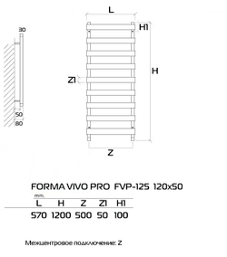 FORMA VIVO PRO 120x50 (см) Полотенцесушитель водяной